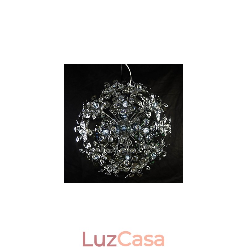 Luminária pendente moderna contemporânea em cristal cromado