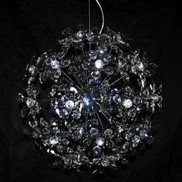 Luminária pendente moderna contemporânea em cristal cromado