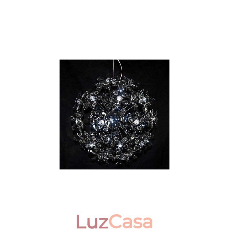 Luminária pendente moderna contemporânea em cristal cromado
