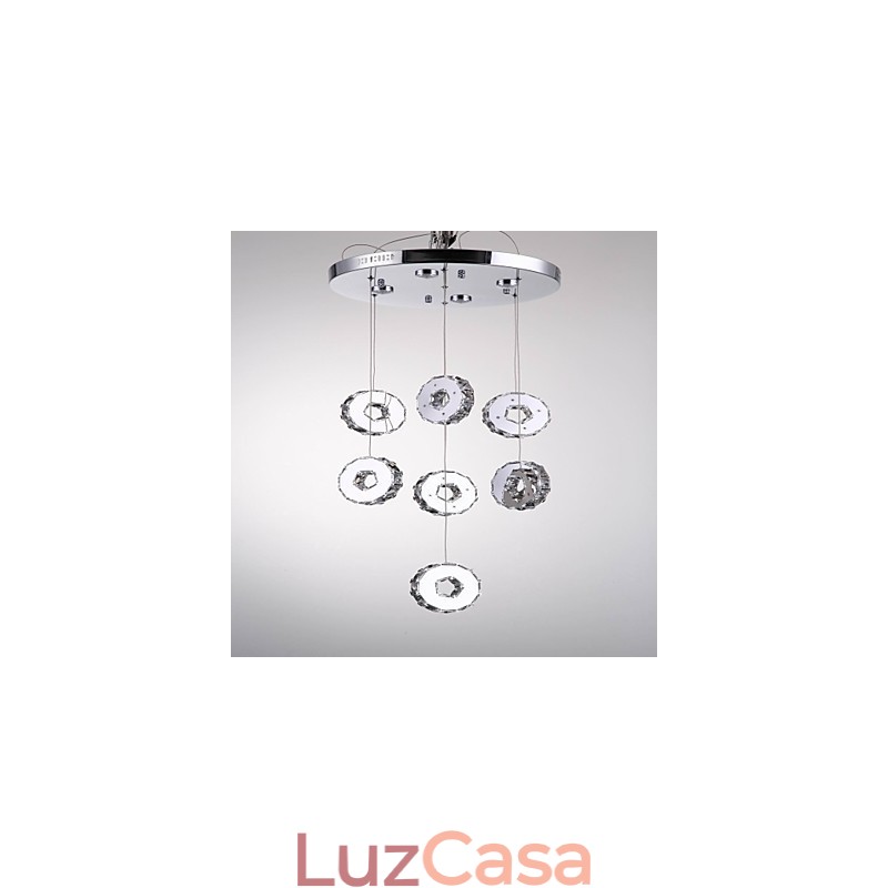 Lustre moderno de cristal de aço inoxidável com sete anéis e 7 luzes de alta qualidade