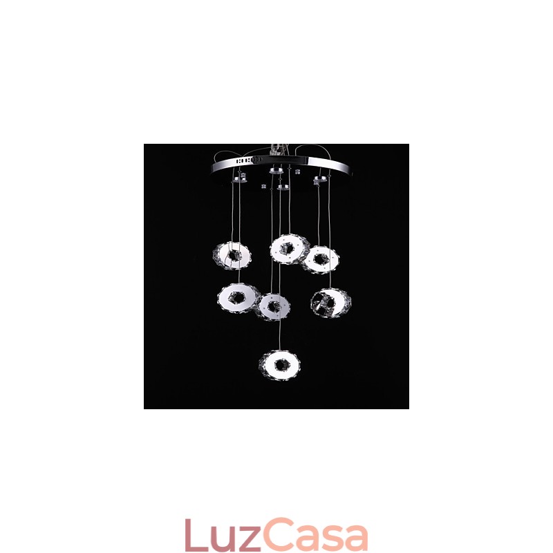 Lustre moderno de cristal de aço inoxidável com sete anéis e 7 luzes de alta qualidade