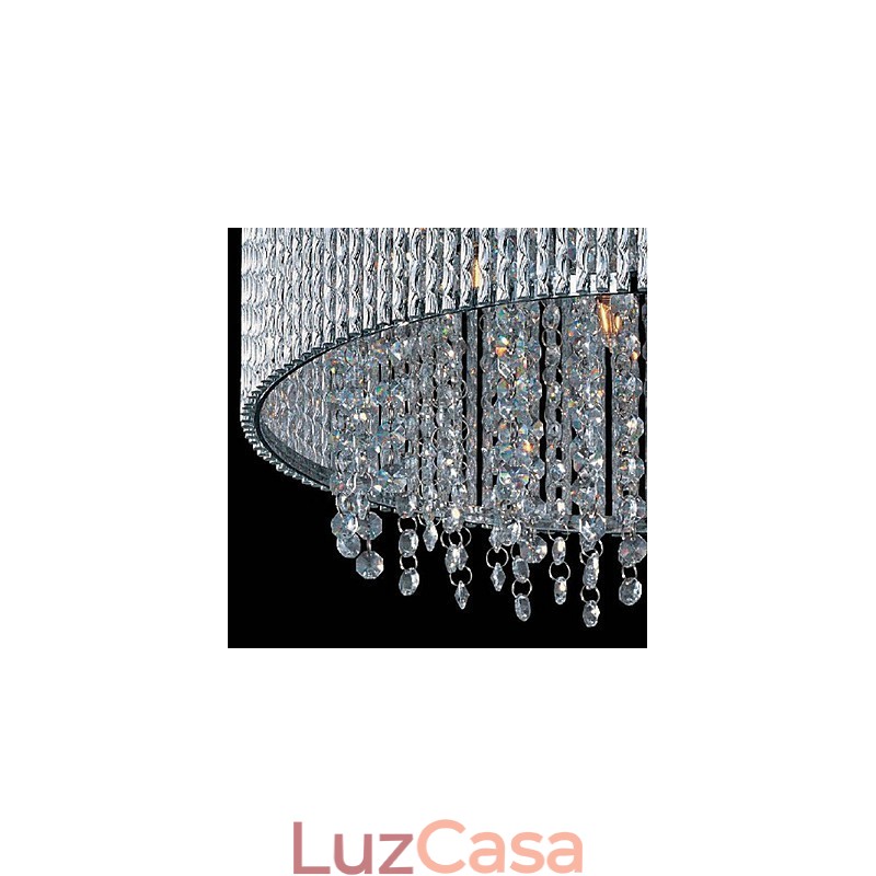 Luminária pendente de cristal com 7 luzes em formato cilíndrico