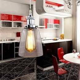 Moderno vidro cromado vintage industrial retro encaixe edison pingente luz café varanda luz