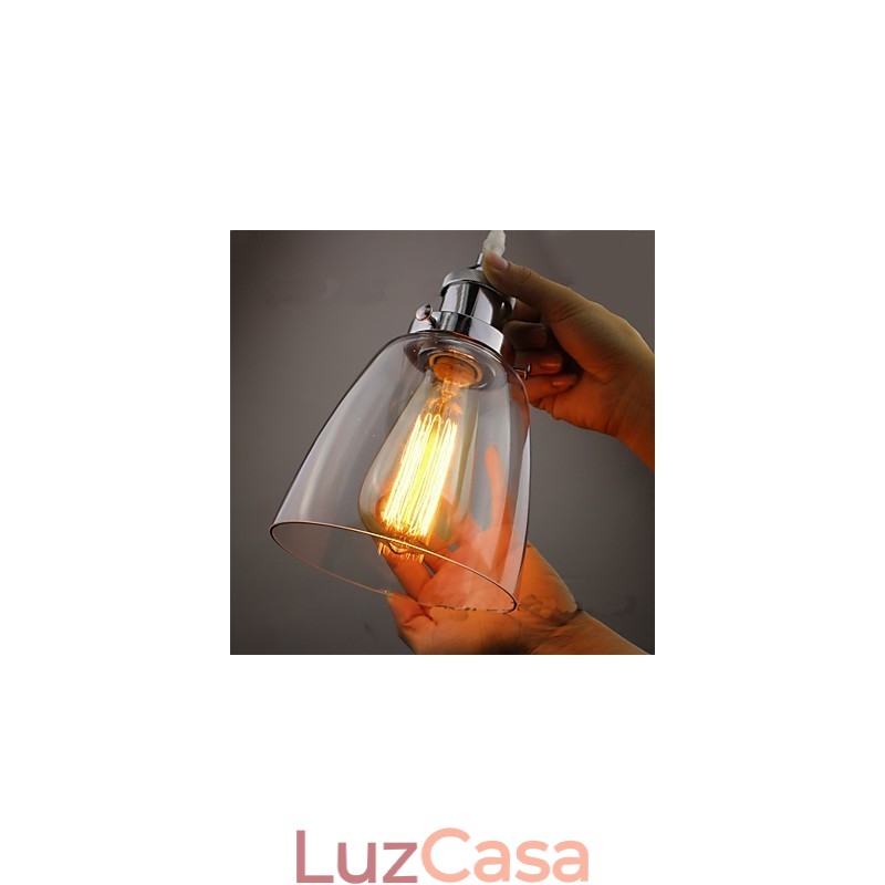 Moderno vidro cromado vintage industrial retro encaixe edison pingente luz café varanda luz