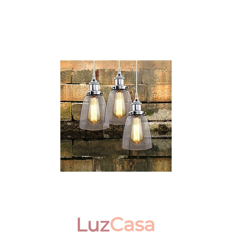 Moderno vidro cromado vintage industrial retro encaixe edison pingente luz café varanda luz