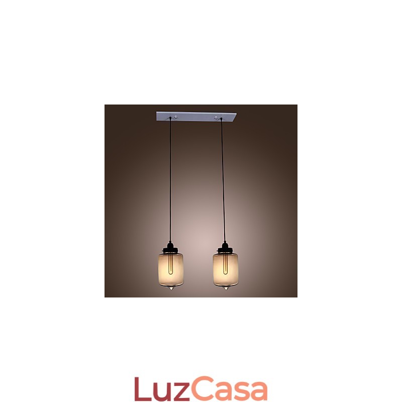 Luminária pendente de vidro moderna com 2 luzes em design de garrafa transparente