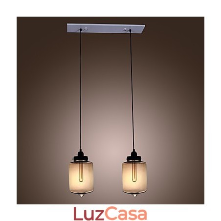 Luminária pendente de vidro moderna com 2 luzes em design de garrafa transparente Luminária pendente de vidro moderna com 2 luzes em design de garrafa transparente