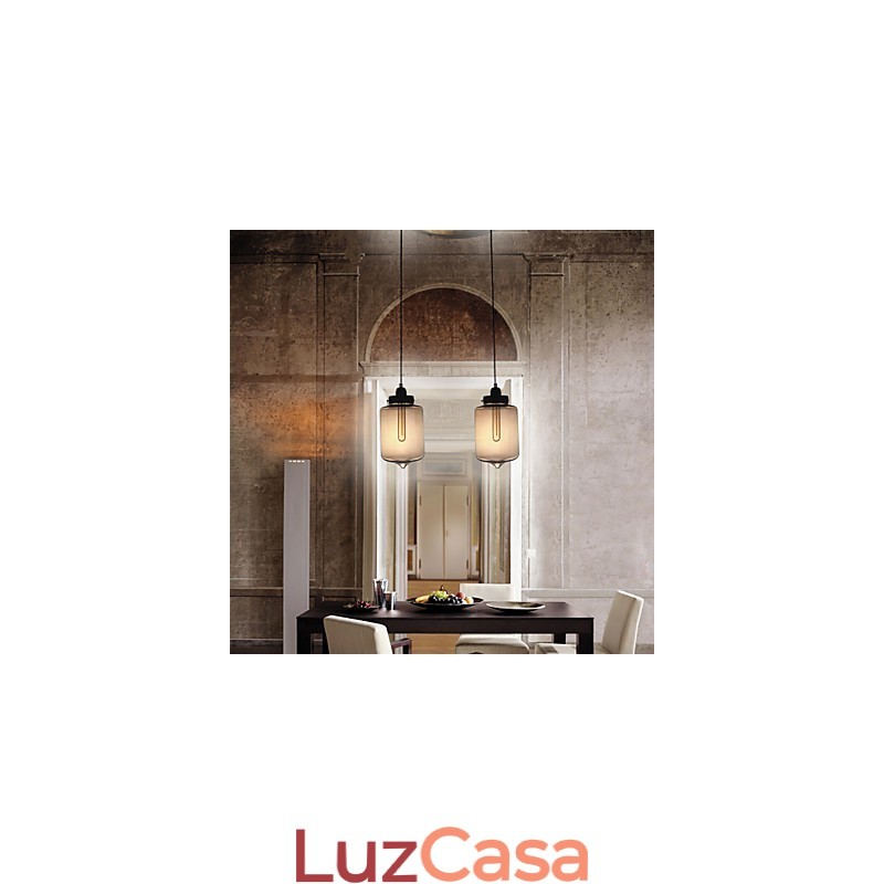 Luminária pendente de vidro moderna com 2 luzes em design de garrafa transparente