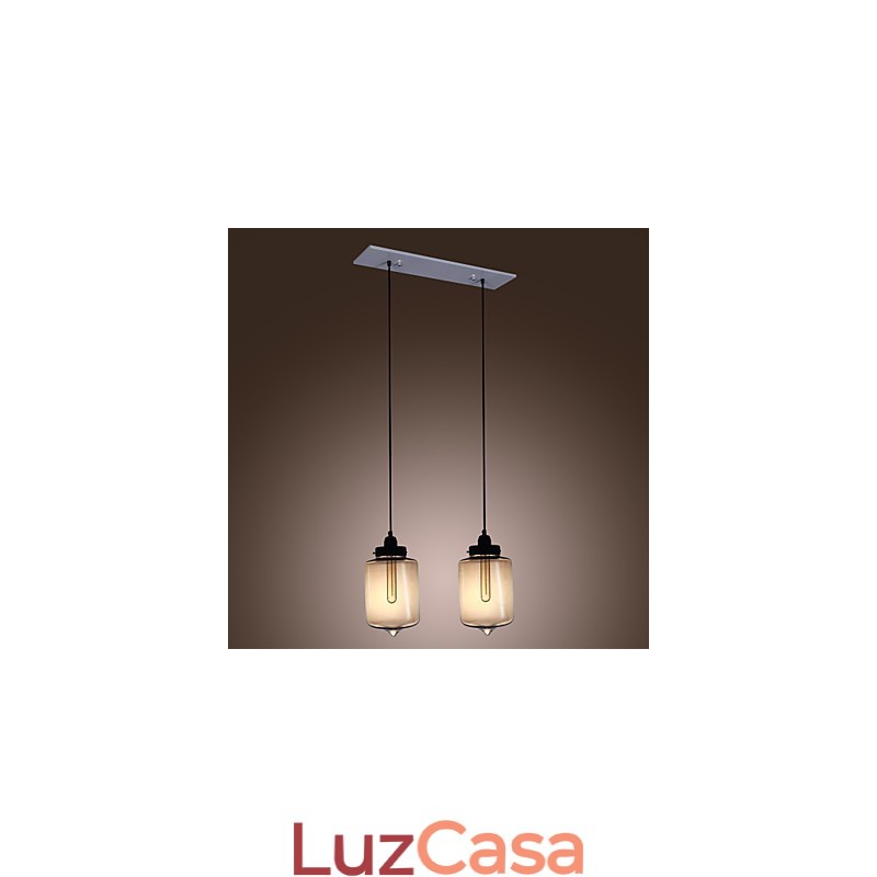 Luminária pendente de vidro moderna com 2 luzes em design de garrafa transparente