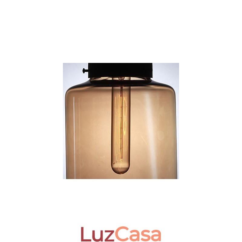 Luminária pendente de vidro moderna com 2 luzes em design de garrafa transparente