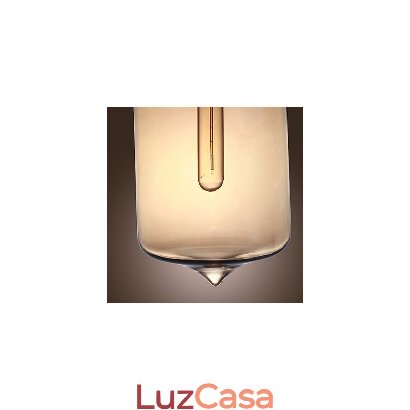 Luminária pendente de vidro moderna com 2 luzes em design de garrafa transparente