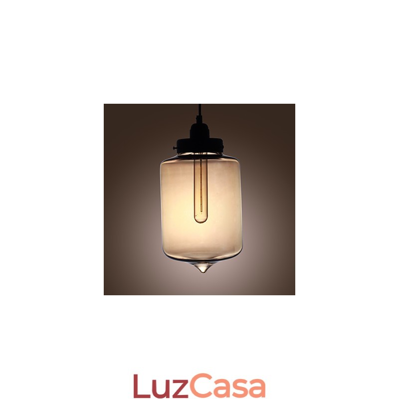 Luminária pendente de vidro moderna com 2 luzes em design de garrafa transparente