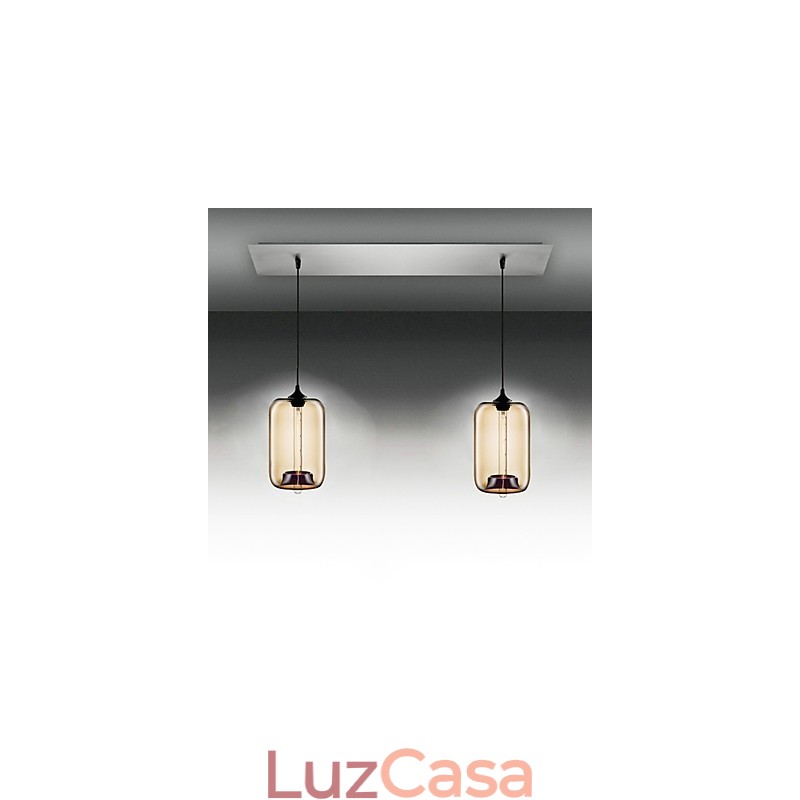Luminária pendente moderna de vidro transparente com 2 luzes em design de bolhas