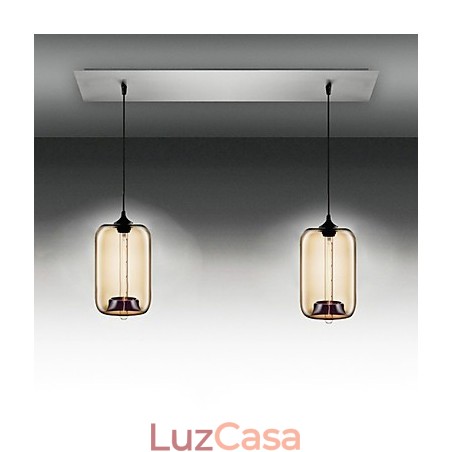 Luminária pendente moderna de vidro transparente com 2 luzes em design de bolhas