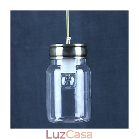 Luz pendente de vidro galvanizado country Garagem Luz pendente de vidro galvanizado country Garagem