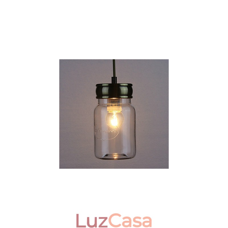 Luz pendente de vidro galvanizado country Garagem