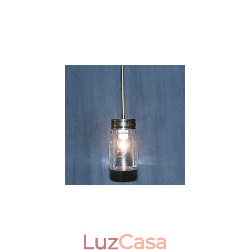 Luz pendente de vidro galvanizado country Garagem