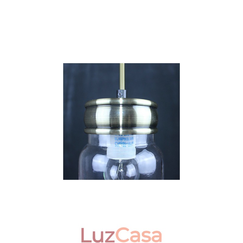 Luz pendente de vidro galvanizado country Garagem