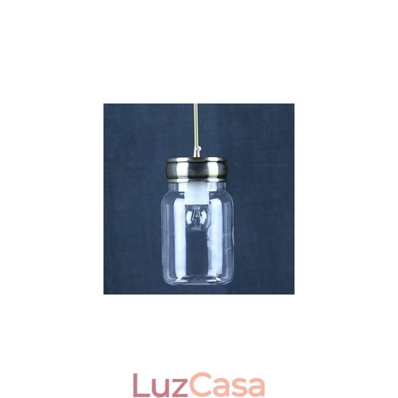 Luz pendente de vidro galvanizado country Garagem