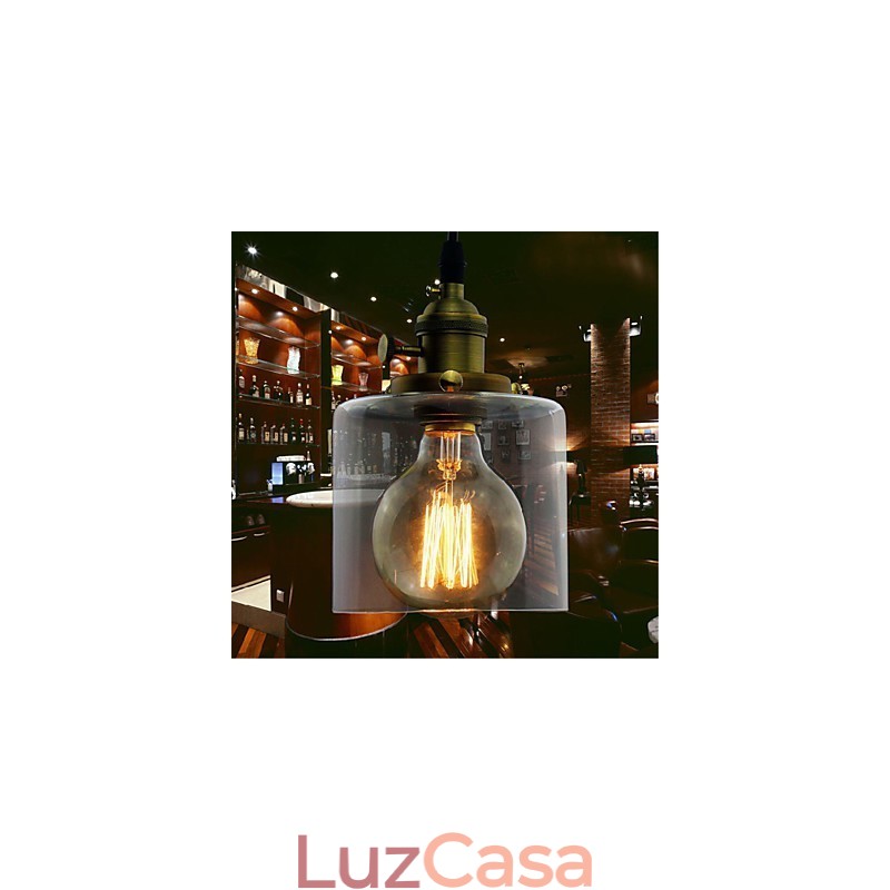 Vidro latão retro vintage industrial ART café garagem pingente luz