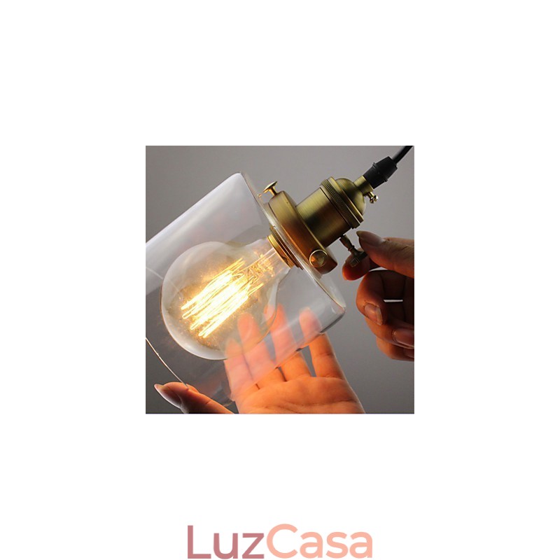 Vidro latão retro vintage industrial ART café garagem pingente luz