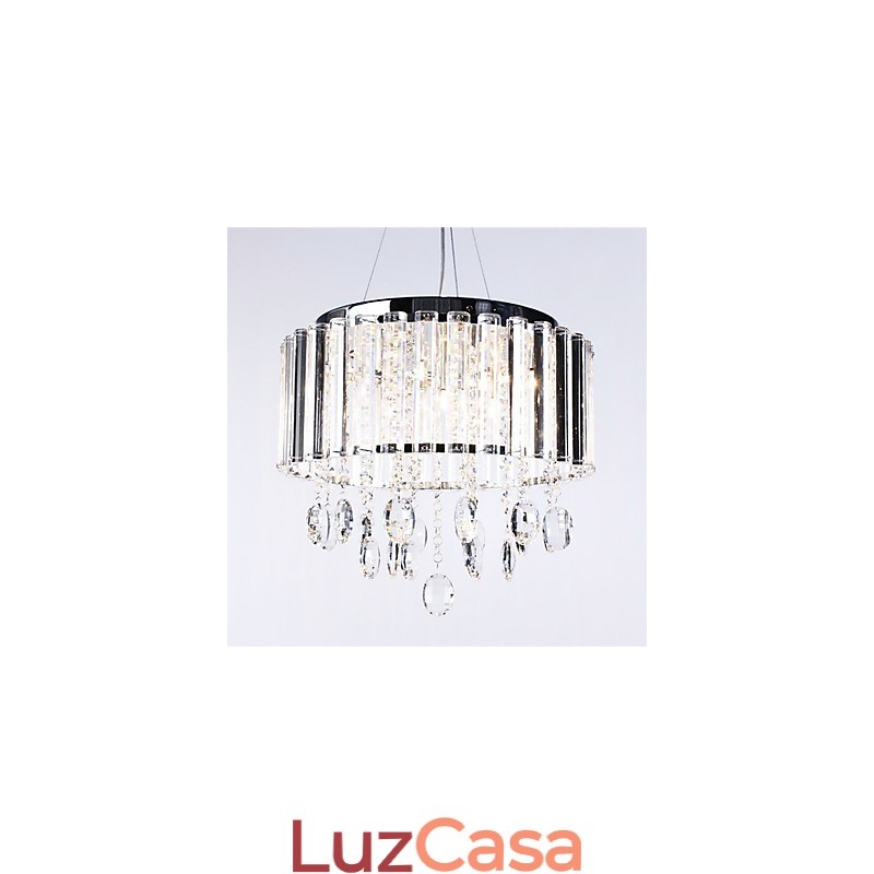 Luminária pendente de cristal com 3 luzes