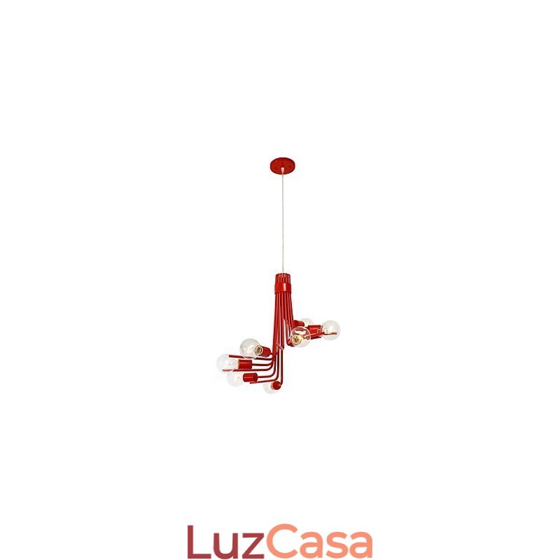Pendente de 8 luzes característico moderno estilo norte-americano em vermelho