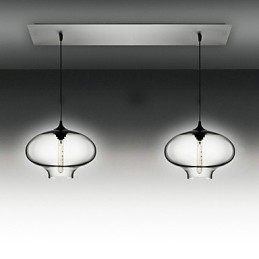 Luminária pendente de vidro moderna com 2 luzes em design de bolha preta