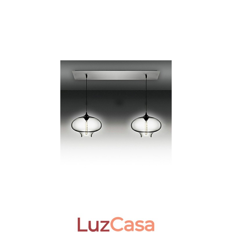 Luminária pendente de vidro moderna com 2 luzes em design de bolha preta
