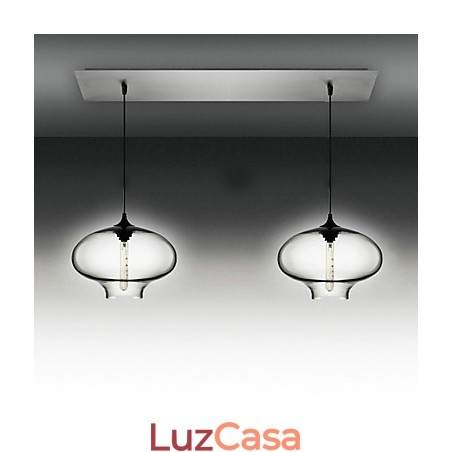 Luminária pendente de vidro moderna com 2 luzes em design de bolha preta Luminária pendente de vidro moderna com 2 luzes em design de bolha preta