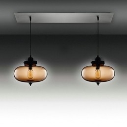 Luminária pendente moderna de vidro transparente com 2 luzes em design de bolhas