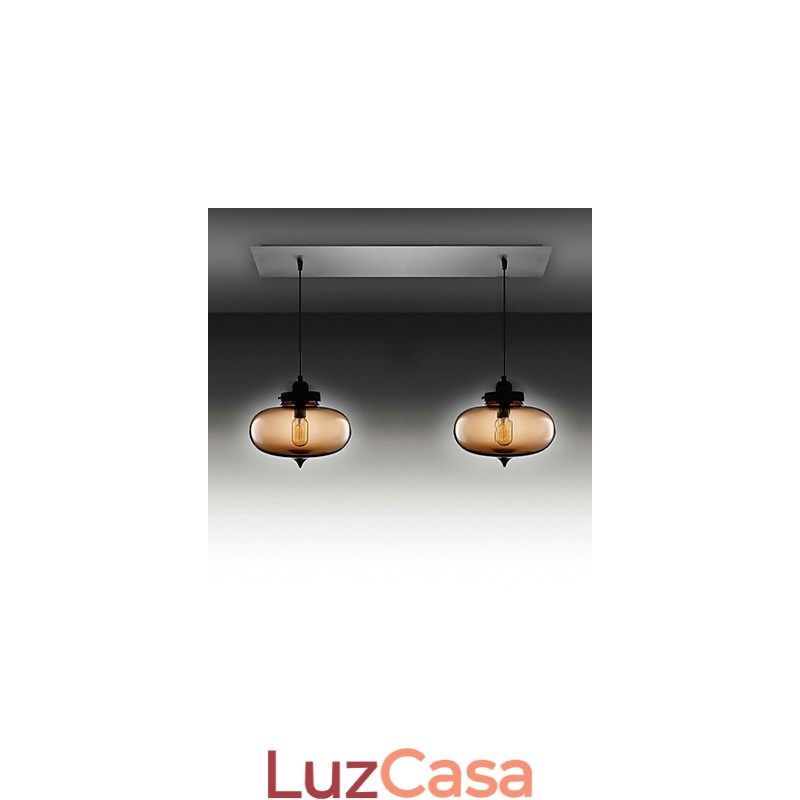 Luminária pendente moderna de vidro transparente com 2 luzes em design de bolhas