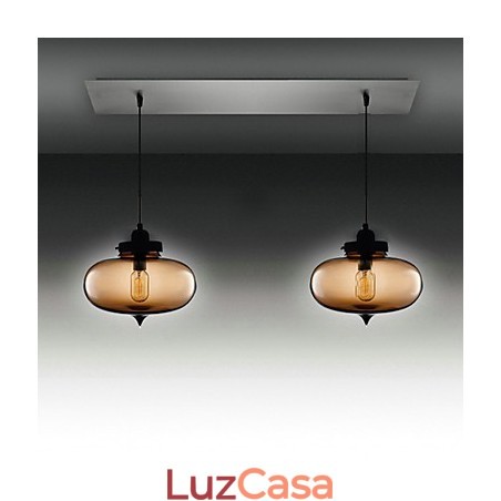 Luminária pendente moderna de vidro transparente com 2 luzes em design de bolhas