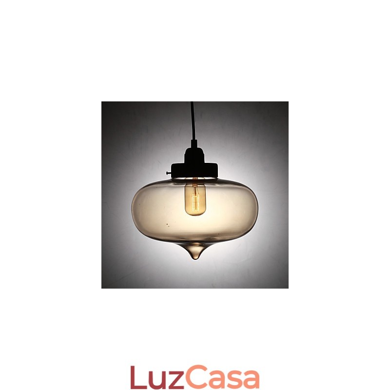Luminária pendente moderna de vidro transparente com 2 luzes em design de bolhas