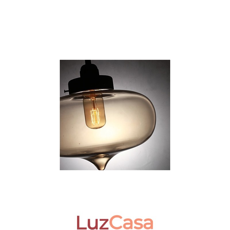 Luminária pendente moderna de vidro transparente com 2 luzes em design de bolhas