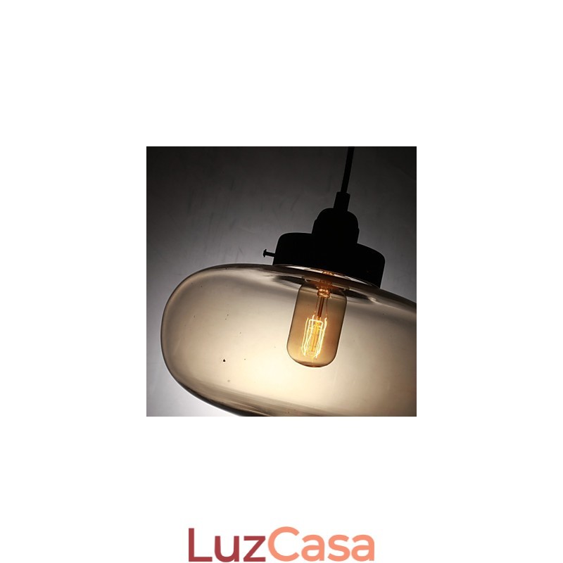 Luminária pendente moderna de vidro transparente com 2 luzes em design de bolhas