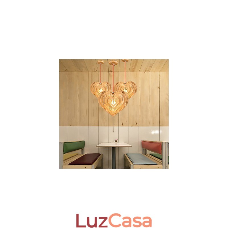 Lustre Mini Estilo Lanterna Madeira Bambu