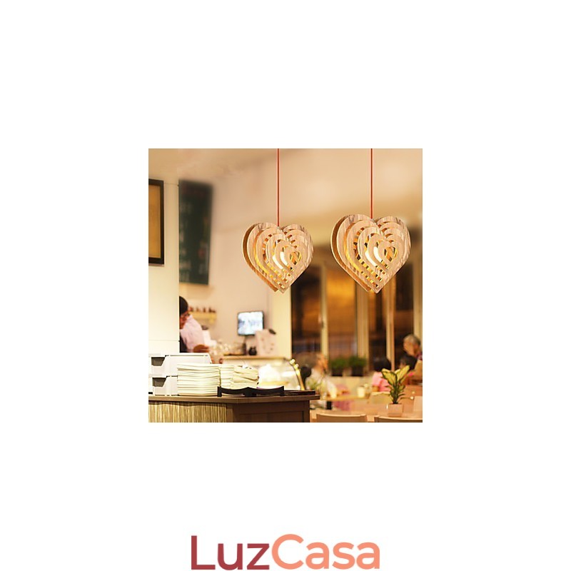 Lustre Mini Estilo Lanterna Madeira Bambu