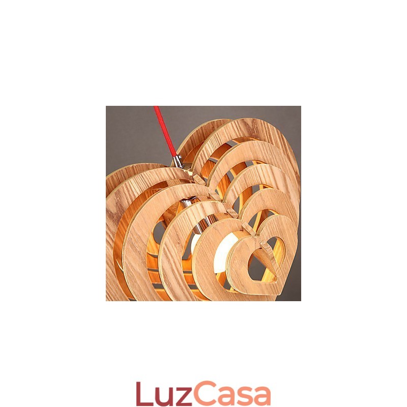 Lustre Mini Estilo Lanterna Madeira Bambu