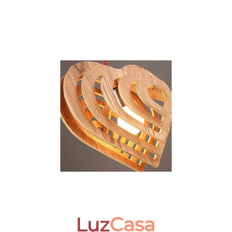 Lustre Mini Estilo Lanterna Madeira Bambu