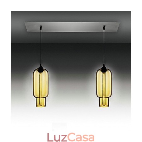 Luminária pendente moderna de vidro transparente com 2 luzes em design de bolha com acabamento galvanizado Luminária pendente moderna de vidro transparente com 2 luzes em design de bolha com acabamento galvanizado