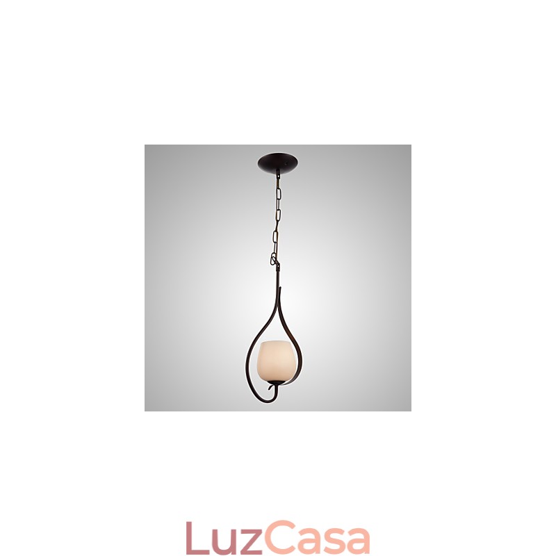 Luminária pendente de pintura de ferro com cúpula de vidro Lâmpada de iluminação clássica 1 cabeça