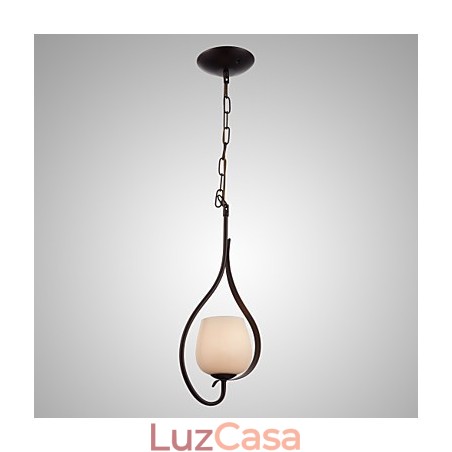 Luminária pendente de pintura de ferro com cúpula de vidro Lâmpada de iluminação clássica 1 cabeça Luminária pendente de pintura de ferro com cúpula de vidro Lâmpada de iluminação clássica 1 cabeça