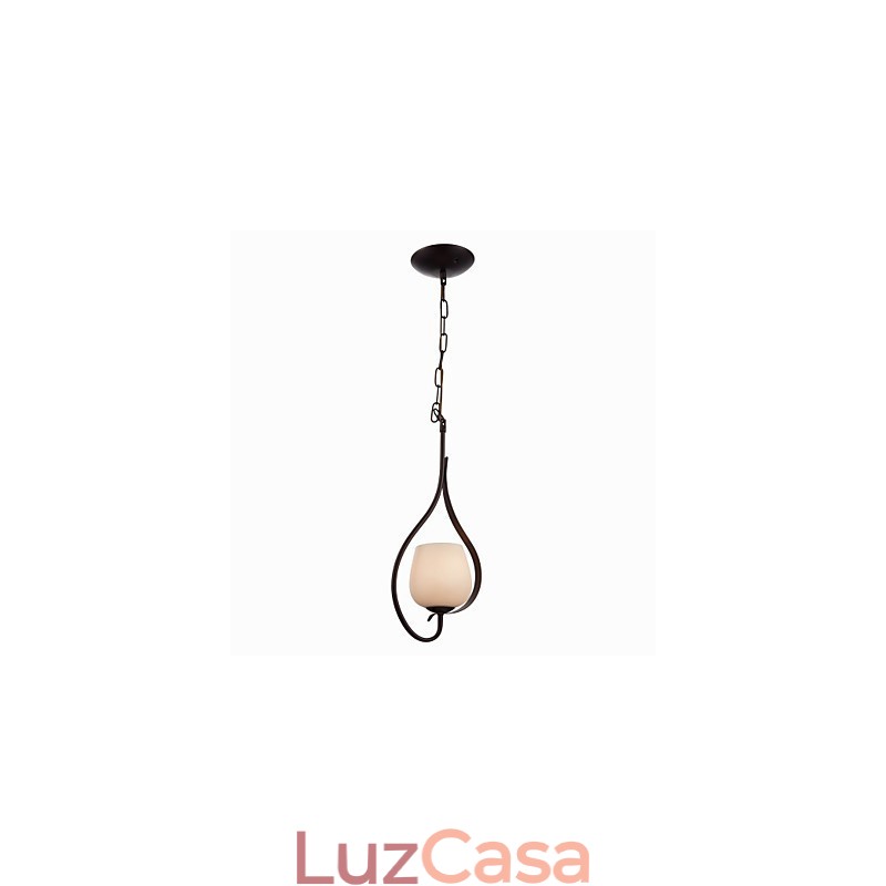 Luminária pendente de pintura de ferro com cúpula de vidro Lâmpada de iluminação clássica 1 cabeça