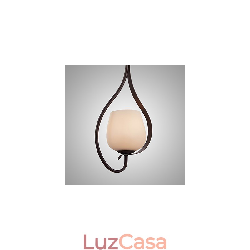 Luminária pendente de pintura de ferro com cúpula de vidro Lâmpada de iluminação clássica 1 cabeça