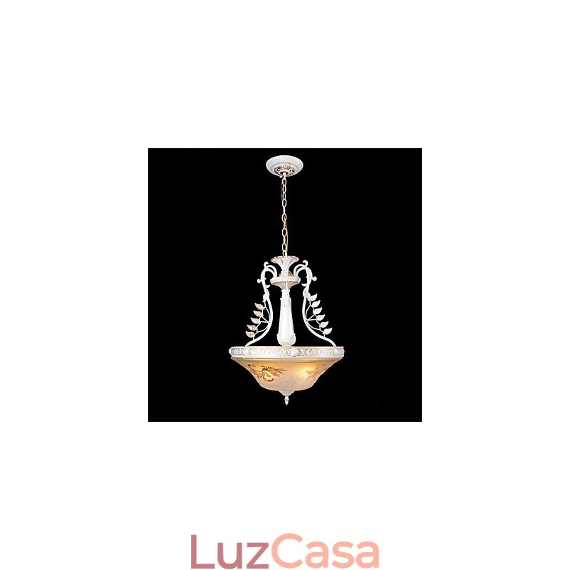Pendente Branco Três Luzes Padrão Vidro Abajur Mão Dourado Europeu Retro Clássico