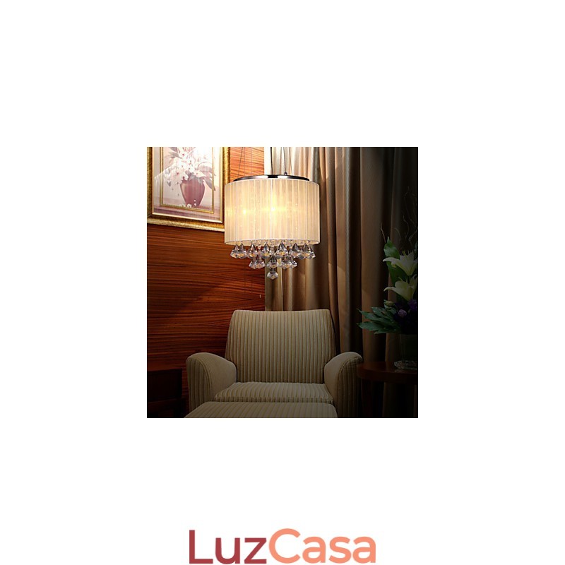 Elegante luminária pendente de cristal com 4 luzes