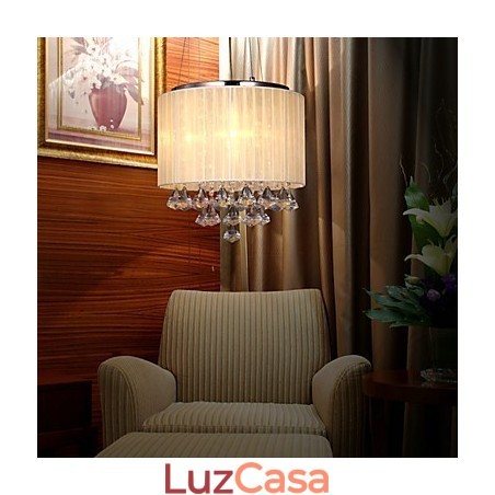 Elegante luminária pendente de cristal com 4 luzes