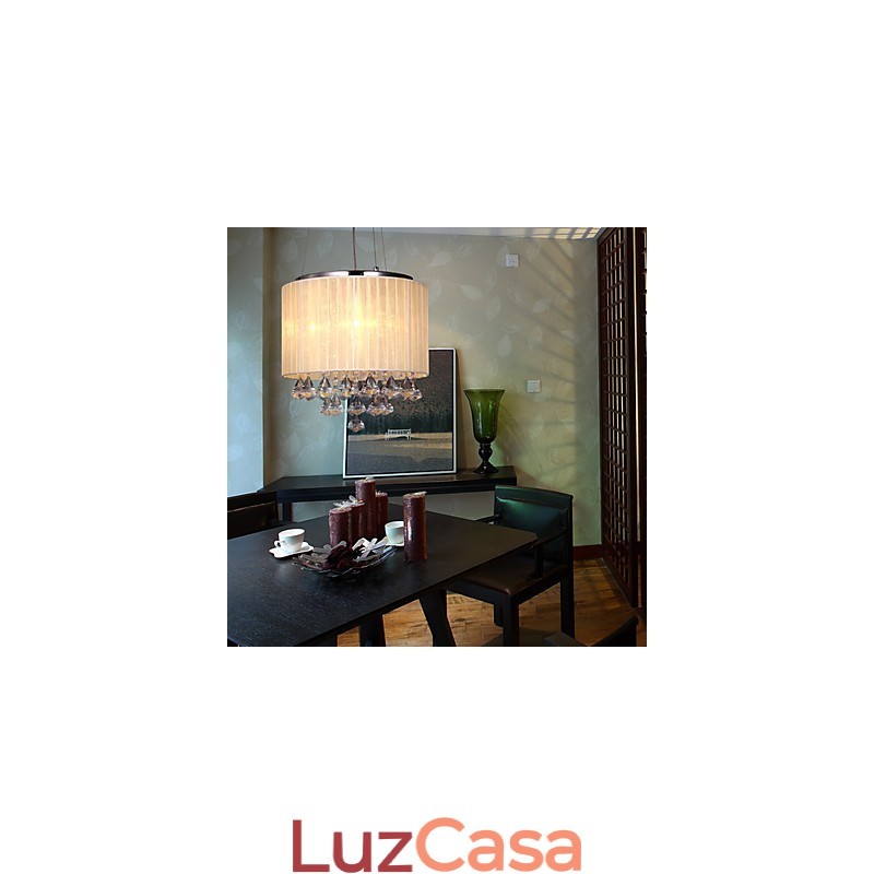 Elegante luminária pendente de cristal com 4 luzes