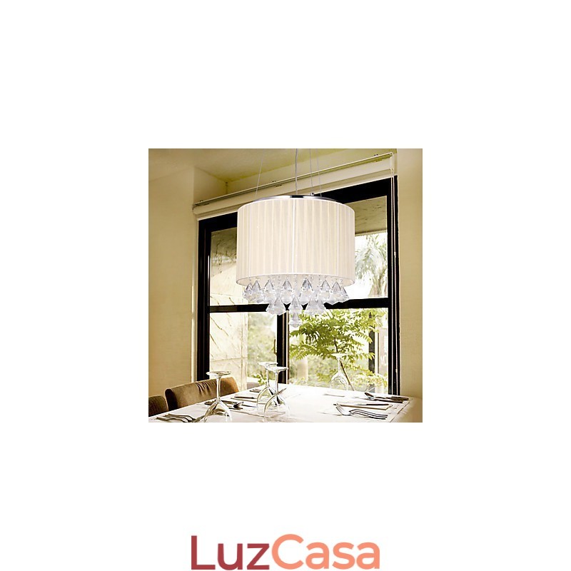 Elegante luminária pendente de cristal com 4 luzes